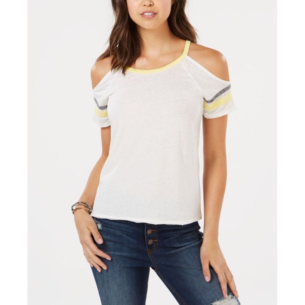 Hippie Rose Juniors Cold Shoulder Football T-Shirt